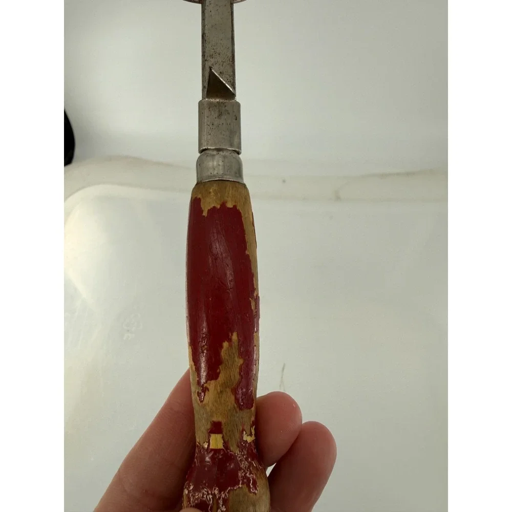 Vintage EKCO USA Manual Can Bottle Opener Red Wood Handle Kitchen Tool Metal